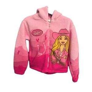 Barbie Pink Cowgirl Plush Jacket Size 7/8 Girls